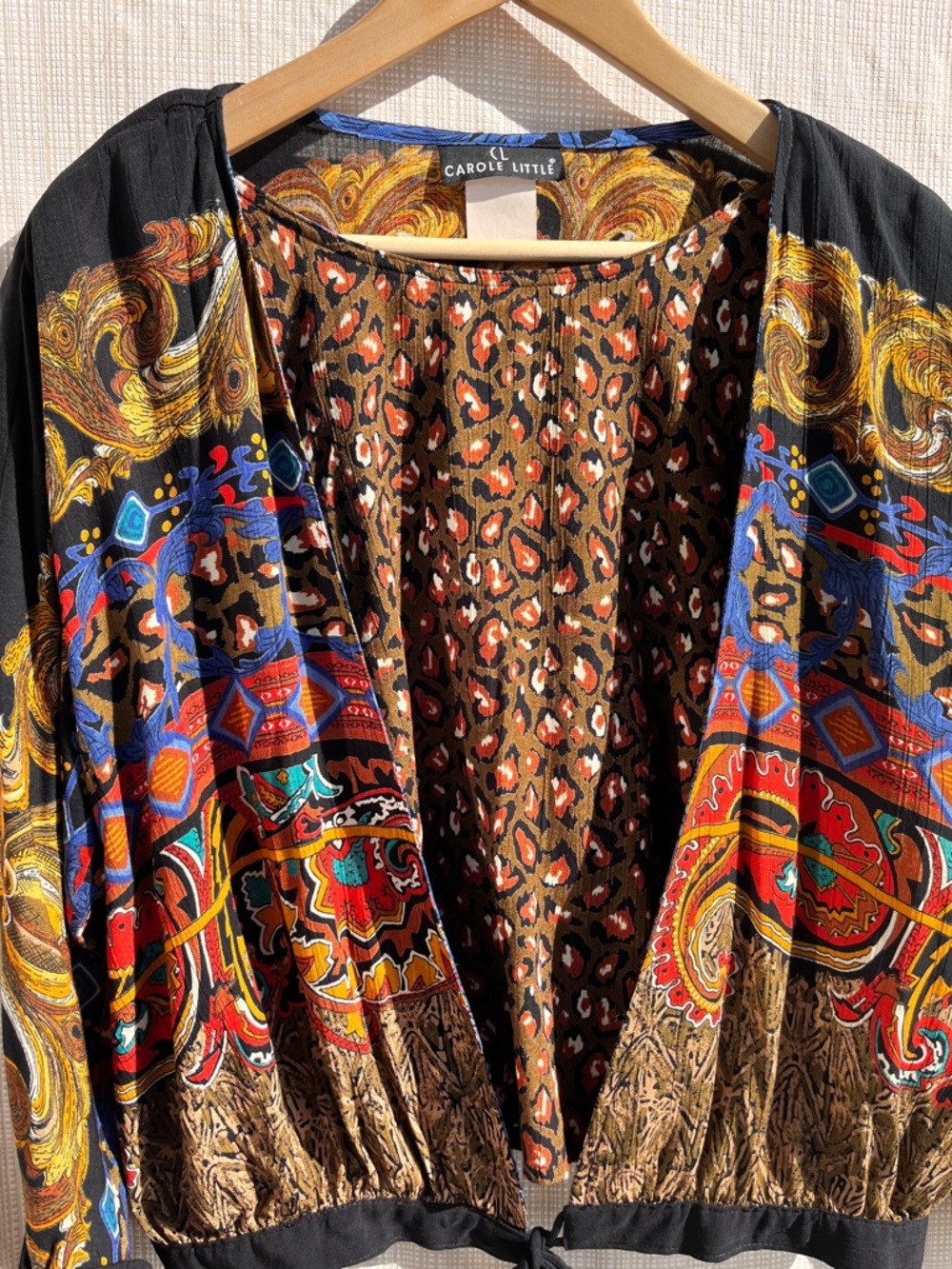 Vintage 90s Whimsigoth Baroque Print Shirt Carole Little Romantic Art to Wear - Picture 11 of 15